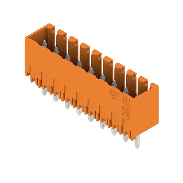 PCB plug-in connector, male header, closed side, THT solder connection, 3.50 mm, Number of poles: 9, 180°, Solder pin length (l): 4.5 mm, tinned, orange, Box image 4