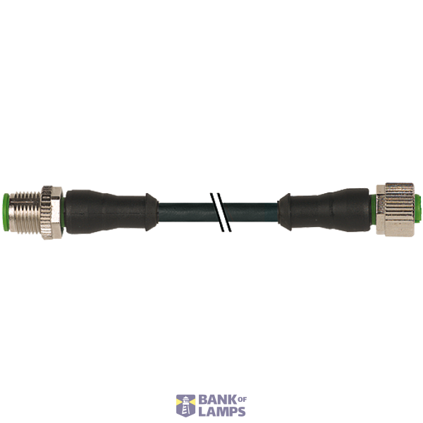 M12 male 0° / M12 female 0° A-cod. PUR 4x0.34 bk 2m image 1
