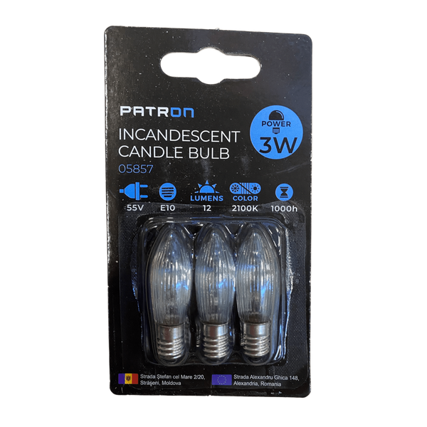 Incandescent Candle Bulb 3W E10 C6 55V Clear image 1