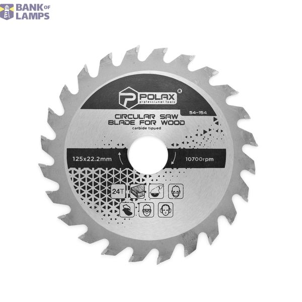 Circular saw blade for wood, carbide tipped 125x22.2/20, 24T image 1