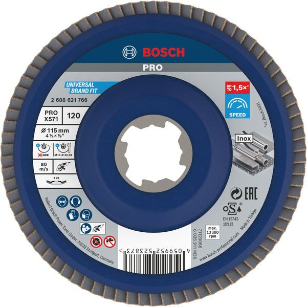 X-LOCK Flap discs, angled version, plastic plate, Ø115mm, G 120, X571, Best for Metal, 1pce image 1