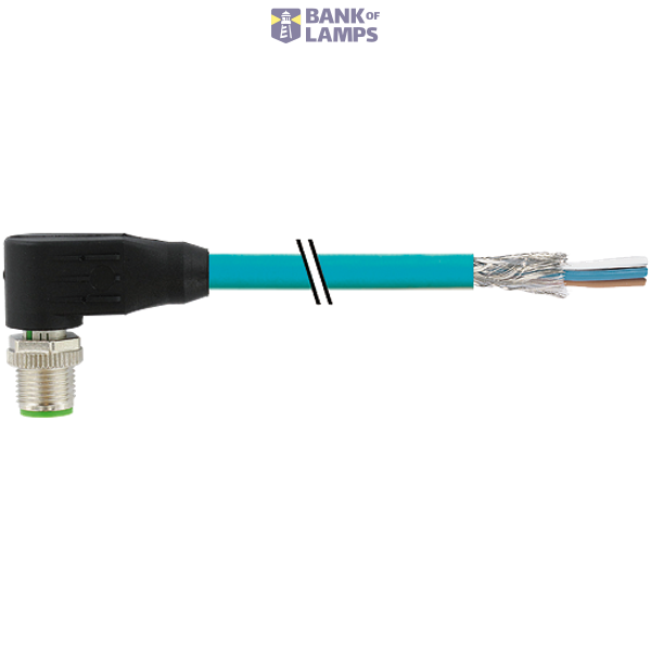 M12 male 90° D-cod. with cable shielded TPE SF/UTP CAT5e bu 5.1m image 2