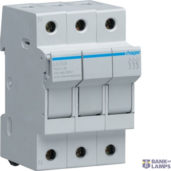 Fuse carrier 3P 32A 690V L38 3M LS503 image 1