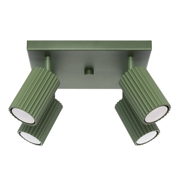 CEILING LAMP WITH FOUR REFLECTORS ON A SQUARE ROSECAKE, GREEN, CARBON SERIES, 4XGU10 image 1