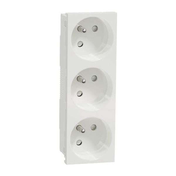 3xFrench socket 45є 2P+E screwless image 2