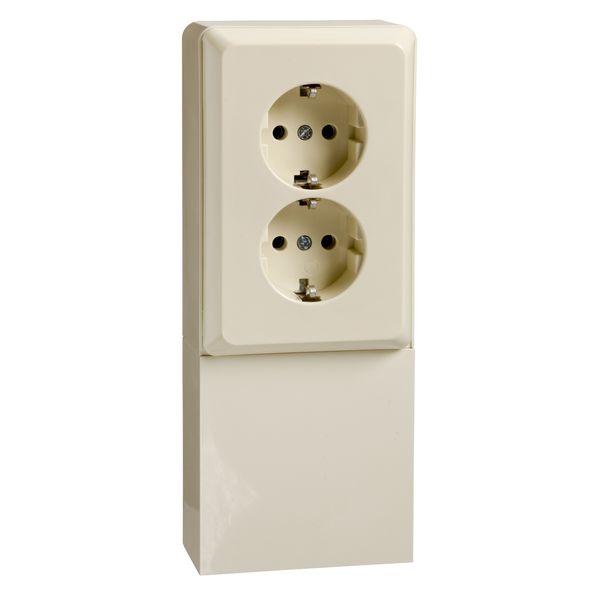 Socket in the equipment tray with shaft outlet 2-gang 16A RENOVATION screw cap pearl white image 1