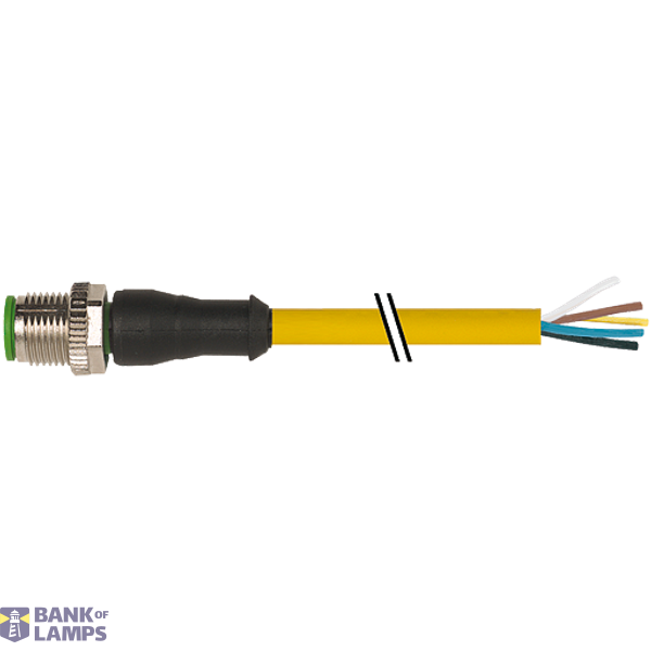 M12 male 0° A-cod. with cable PUR 5x0.34 ye UL/CSA+drag ch. 35m image 2