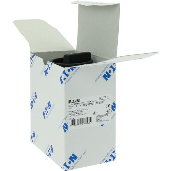 T0-3-15683/I1/SVB-SW Main switch, T0, 20 A, surface mounting, 3 contact unit(s), 3 pole, 2 N/O, 1 N/C, STOP function, With black rotary handle and locking ring, Lockable i image 9