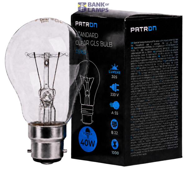 Incandescent Bulb 40W GLS Clear B22 A55 image 1
