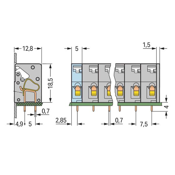 PCB terminal block push-button 2.5 mm² gray image 2