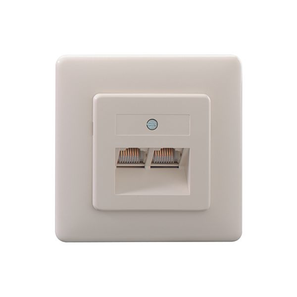 2-fach UAE-Steckdose, reinweiß (ähnlich RAL 9010), mit LSA-Kontakten, mit Spreizkrallen image 1