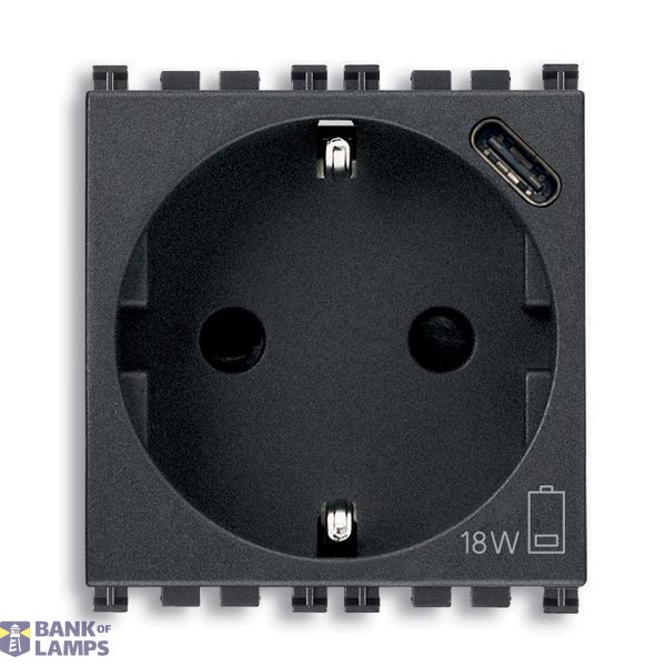 2P+E 16A DE SICURY outlet +USBC 15 grey image 1