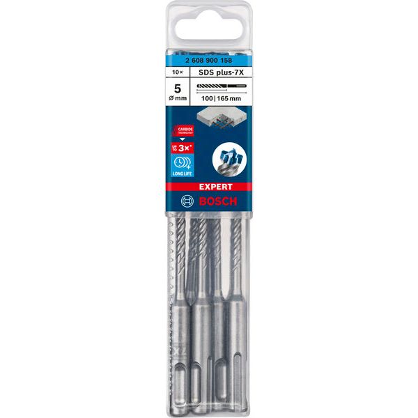EXPERT SDS plus-7X Hammer Drill Bit 5 x 100 x 165 mm, 10-pc image 2