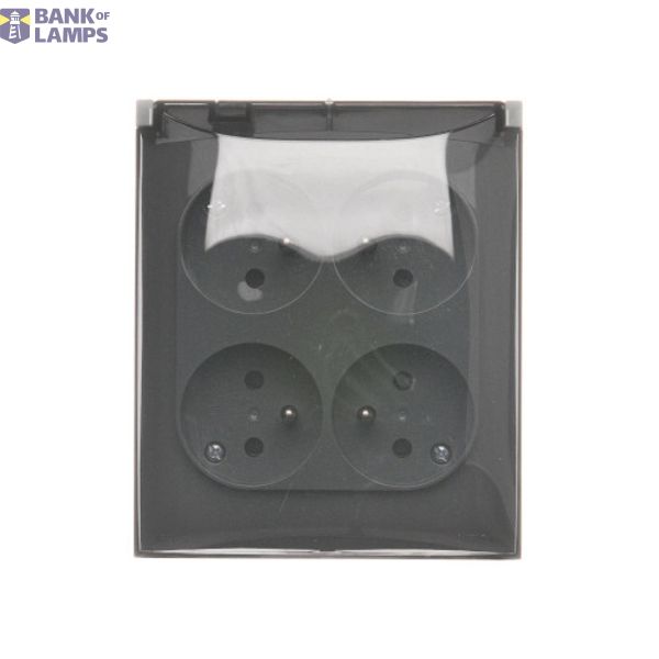 Quadruple socket outlet with earthing IP44 version - transparent flap, 16A, quick connection, dark grey image 1