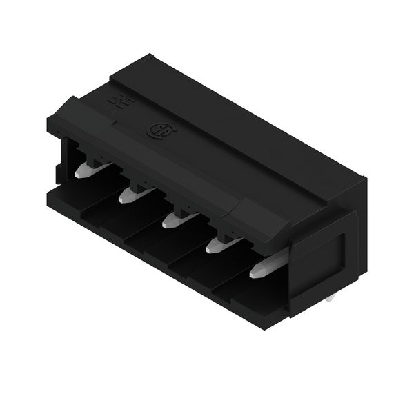 PCB plug-in connector, male header, Dovetails for fixing blocks, THT solder connection, 5.08 mm, Number of poles: 5, 90°, Solder pin length (l): 3.2 mm, tinned, black, Box image 3