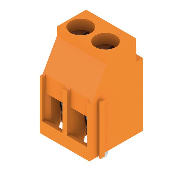 Printed circuit board terminals, 5.00 mm, Number of poles: 2, 90°, Solder pin length (l): 3.2 mm, tinned, orange, Clamping yoke connection, Clamping range, max. : 6 mm², Box image 4