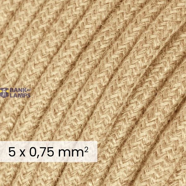 DALI Textile electrical cable 5x0.75 mm² in Natural Jute - Natural fabric wire for designer lighting RN06 image 2