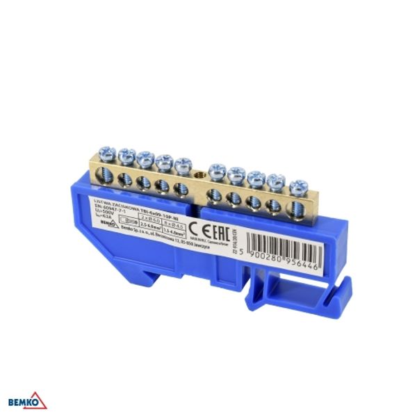 DIN RAIL TERMINAL BLOCK 6x9 BLUE image 1