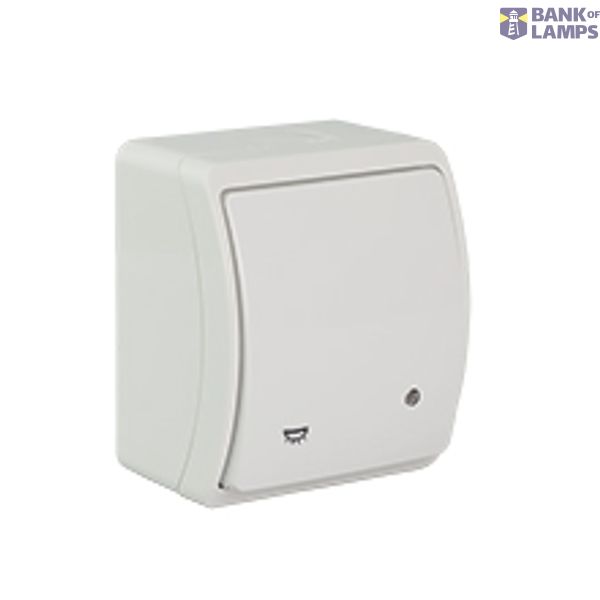 VW-6L Koala Single Push Button - Light with illumination surface mounted IP44 white VW 156-51 image 1