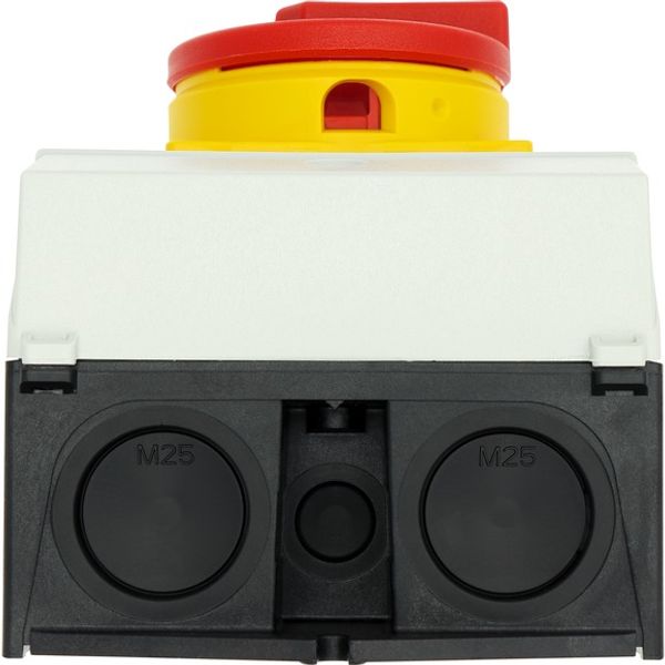 P1-25/I2-SI/HI11 Safety switch, P1, 25 A, 3 pole, 1 N/O, 1 N/C, Emergency switching off function, With red rotary handle and yellow locking ring, Lockable in position image 2