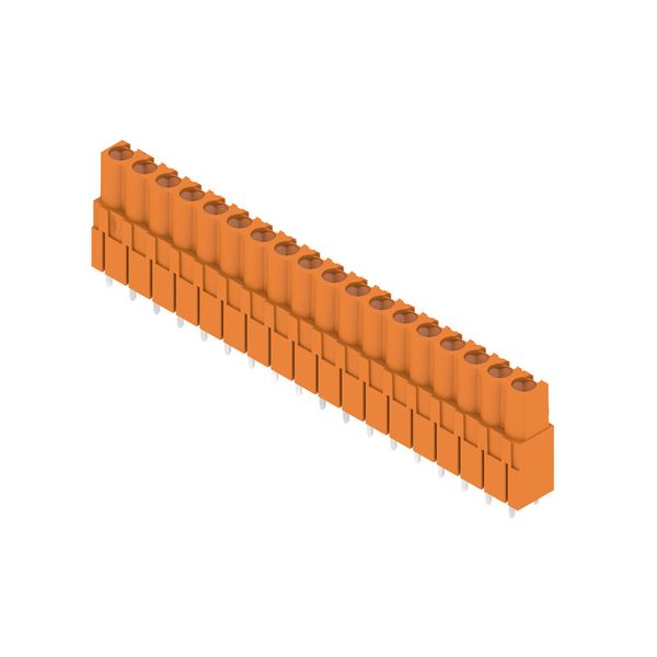 PCB plug-in connector, female header, closed side, THT solder connection, 5.08 mm, Number of poles: 18, 180°, Solder pin length (l): 3.2 mm, tinned, orange, Box image 2