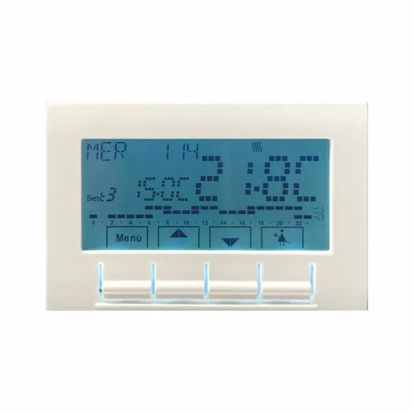 Electronic chrono thermostat with display 230V, Domus S44, color RAL 9010 - glossy finish - 3 Mod image 1