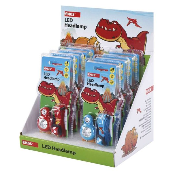 Headlamp - Dino, 2× CR2032, 8 pcs, display box image 1