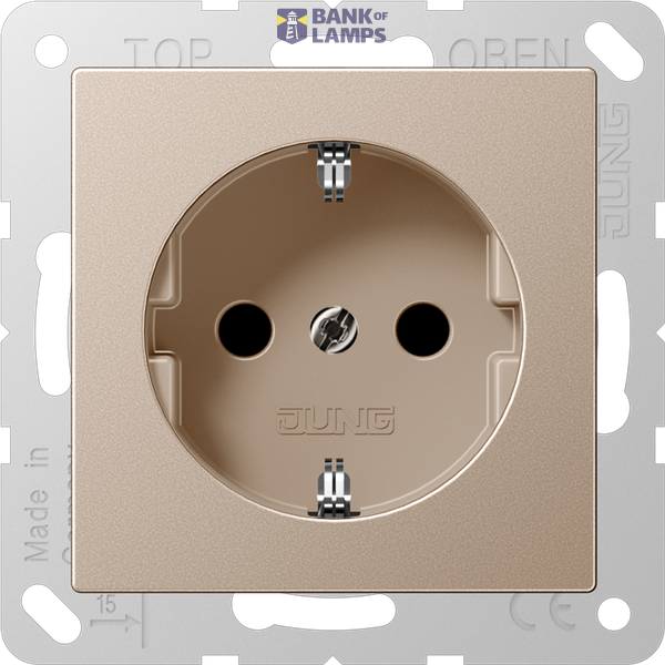 SCHUKO socket, 16 A 250 V ~, integrated increased contact protection, SAFETY+, Series A, champagne image 1