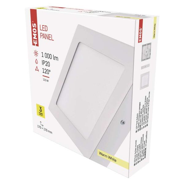LED lampa PROFI, balta, 17 x 17 cm, 12,5 W, silti balta image 1