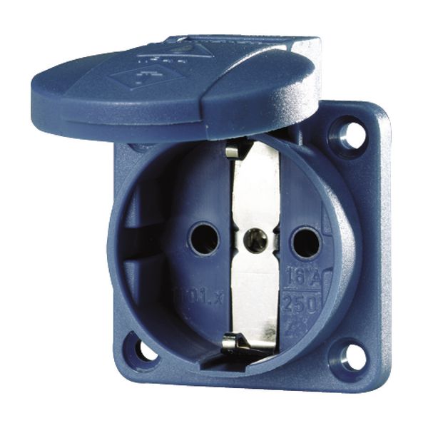 Socket outlet 16A2P+A 230V IP44 SCHUKO blue image 1