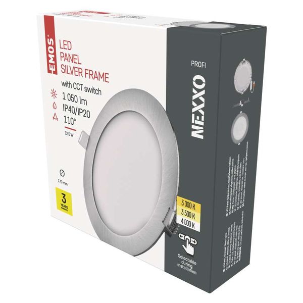 LED recessed luminaire NEXXO, round, silver, 12.5W, with change CCT image 1