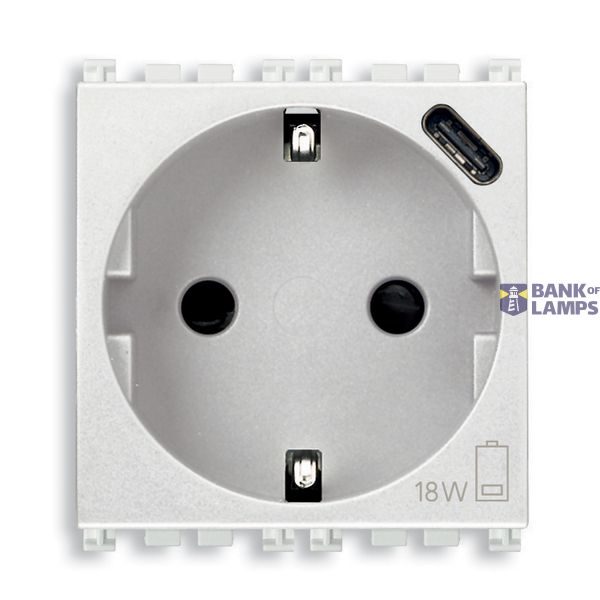 2P+E 16A DE SICURY outlet +USBC 15 white image 1