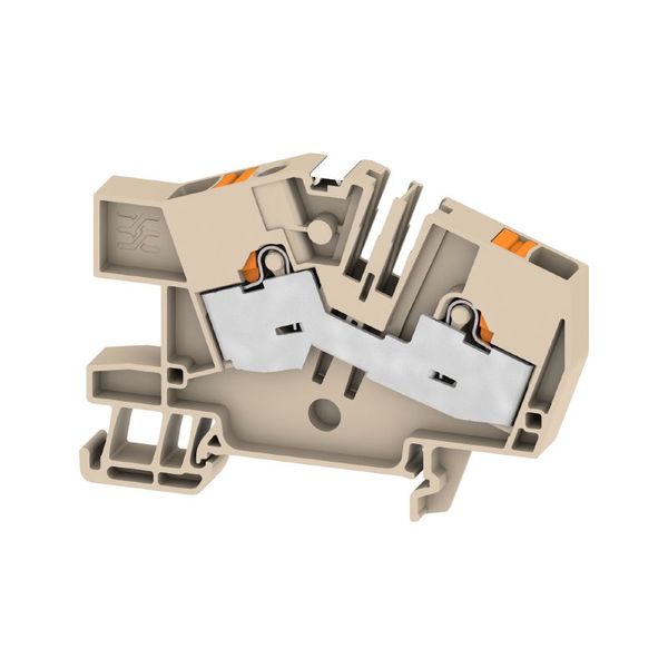 Multi level installation terminal block, PUSH IN, dark beige, 6 mm², 41 A, 800 V, Number of connections: 2, Number of levels: 1 image 1