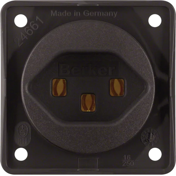 Socket with earthing contact "Switzerland" type 23 Integro inserts brown, matt image 1