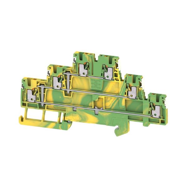 Multi-tier modular terminal, PE terminal, PUSH IN, 1.5 mm², Green/yellow image 1