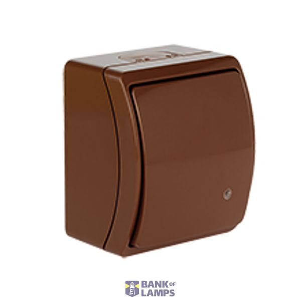 VW-1L Koala Single Pole Switch with illumination surface mounted IP44 brown VW 151-52 image 1