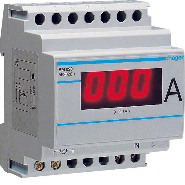 Digital ammeter 0-20A direct reading image 1
