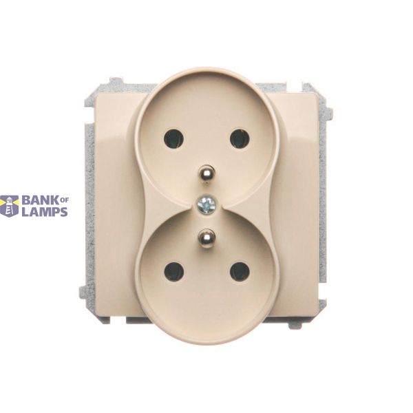 Double socket outlet with earthing, beige, 16A image 1