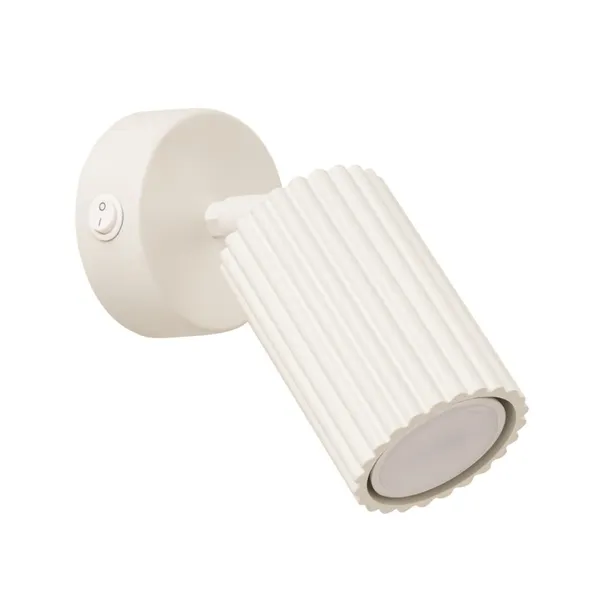 Beige GU10 wall lamp with switch for bedroom, KARBON series image 1