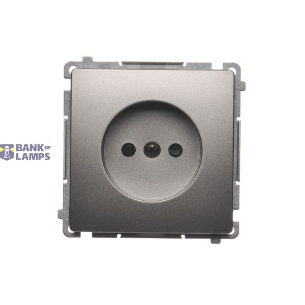 Single socket outlet without earthing, with shutters, satin, metallized, 16A image 1