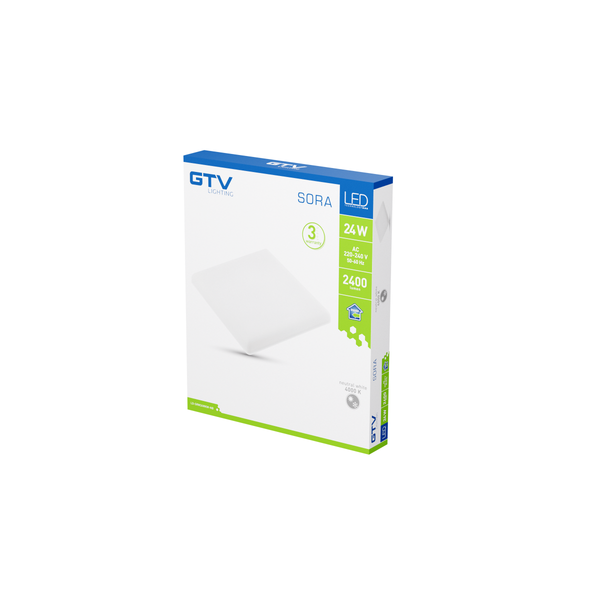 LED luminaire SORA, 24 W, 2400 lm, 4000K, AC220-240V, IP54, 120°, recessed, square image 2