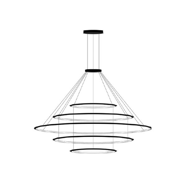 Pendant Circular Inward 5 Rings (ø1200 ø2000 ø3000 ø2000 ø1200) LED 494.6W 16888lm 2700K White image 1