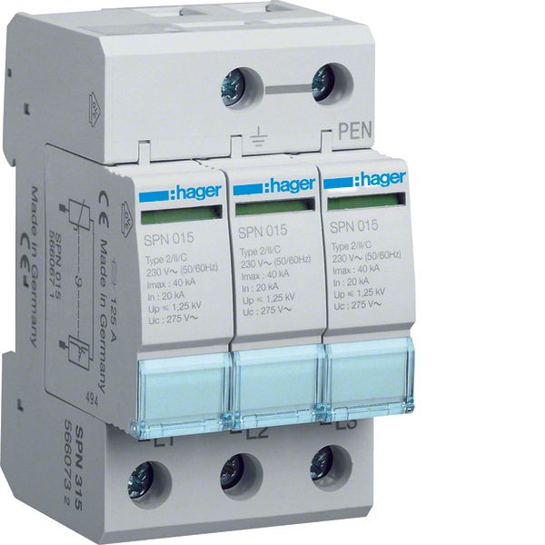 SPD 3P pluggable 40kA ind. image 1