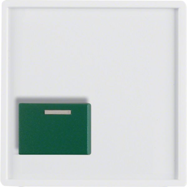 Central part with green off button, Berker Q.x, white, velvet image 1