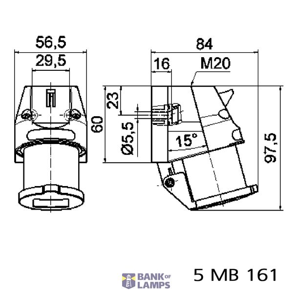 TCD 6h 16A 3P 230V IP44 60x56,5 Opb Klap image 3