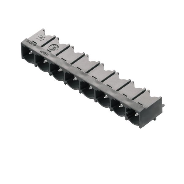 PCB plug-in connector, male header, closed side, THT solder connection, 7.62 mm, Number of poles: 8, 90°, Solder pin length (l): 3.2 mm, tinned, black, Box image 1