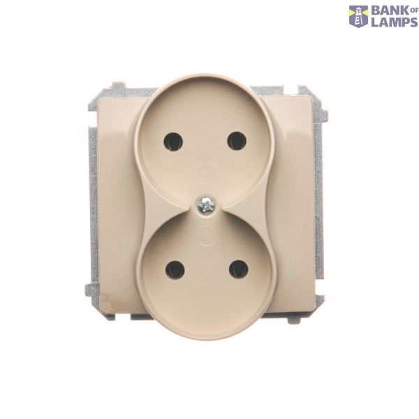 Double socket outlet without earthing, beige, 16A image 1