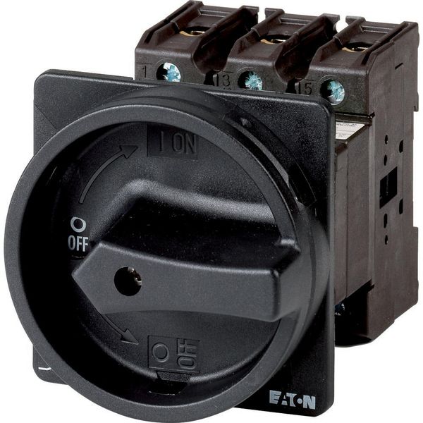 P3-63/V/SVB-SW/HI11 Main switch, P3, 63 A, rear mounting, 3 pole, 1 N/O, 1 N/C, STOP function, With black rotary handle and locking ring, Lockable in the 0 (Off) position image 2