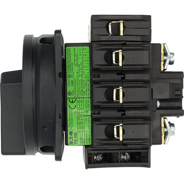 P3-100/EA/SVB-SW/N/HI11 Main switch, P3, 100 A, flush mounting, 3 pole + N, 1 N/O, 1 N/C, STOP function, With black rotary handle and locking ring, Lockable in the 0 (Off) po image 35