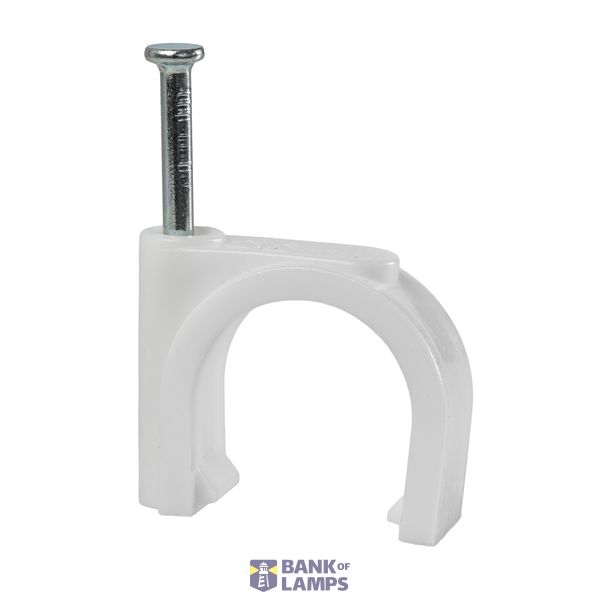 FLOP-22 cable holder with nail, round cable ⌀22mm, white, nail: 3x42mm image 1